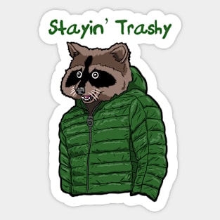 Stayin’ Trashy Cool Raccoon in Poofy Jacket Sticker